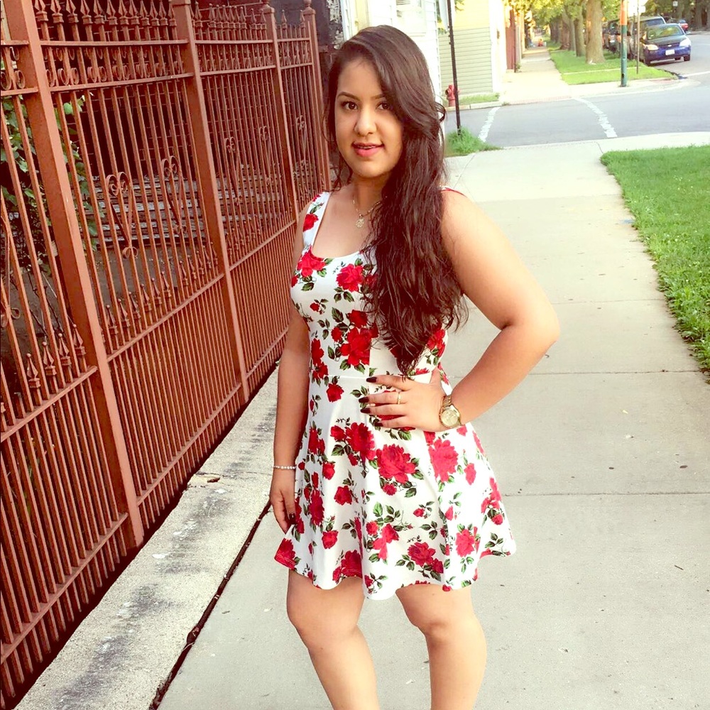 Two dresses red and blue.